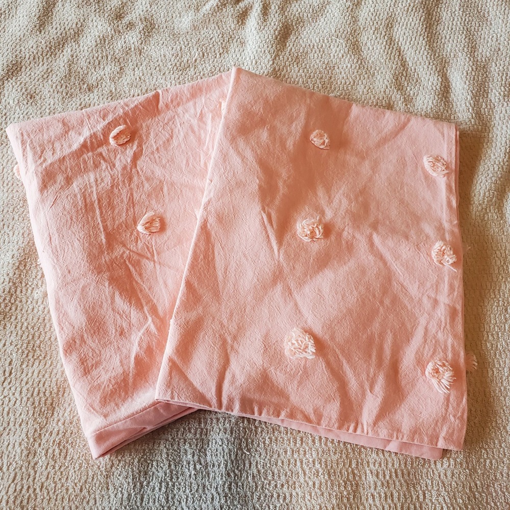 Urban Habitat Kids Pink Cotton Tufted Pom Pom Pillow Sham Pair Standard Set of 2